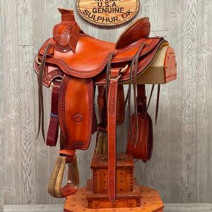 Billy Cook : Mule Saddle Smooth S & F Waffle Border Pecan Finish